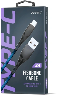 Кабель BoraSCO Fishbone 38505 USB (m)-USB Type-C (m) 1м синий