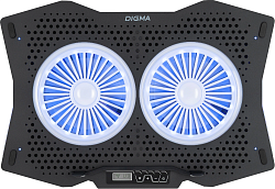 Подставка для ноутбука Digma D-NCP180-2x110RGB 18" 410x280x34мм 20дБ 2xUSB 2x 110ммFAN 700г Fan-control пластик ABS черный