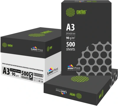 Бумага Cactus CS-LPA390500 A3/90г/м2/500л./белый для лазерной печати