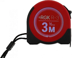 Рулетка строительная RGK R3 дл.полотна 3м изм.шкала в см зацеп простой красный/черный (774895)