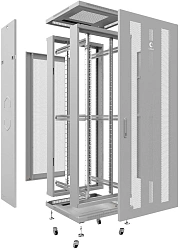 Шкаф коммутационный Cabeus (ND-05C-18U60/60) напольный 18U 600x600мм пер.дв.перфор. задн.дв.перфор. 800кг серый 988мм IP20 сталь