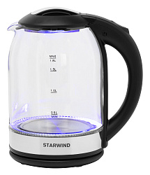 Чайник электрический Starwind SKG2051 1.8л. 1800Вт черный/серебристый корпус: стекло/пластик