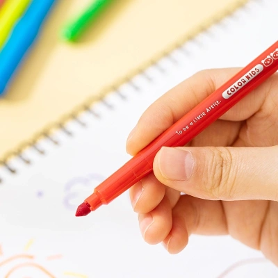 Фломастеры Deli EC161-18 Color Kids круг. конический пиш. наконечник Вентилируемый 18цв. пакет с европодвесом