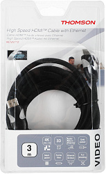 Кабель аудио-видео Thomson High Speed HDMI (m)/HDMI (m) 3м. феррит.кольца позолоч.конт. черный (00132107)