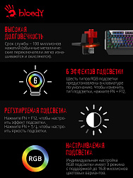 Клавиатура A4Tech B865R механическая серый/черный USB for gamer LED кабель 1.8м