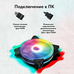 Вентилятор для корпуса GMNG GG-CF120FRGB2-PWMBK RGB 120х120x25 черный 4-pin 26дБ Ret
