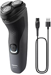 Бритва роторная Philips S1142/00 реж.эл.:3 питан.:аккум. темно-серый/черный