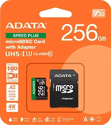 Флеш карта microSDXC 256GB A-Data UD256GUI3V30A2SP-RA1 Speed Plus + adapter