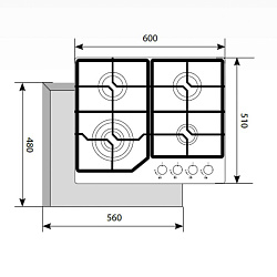 Газовая варочная поверхность Lex GVG 640-1 BL черный