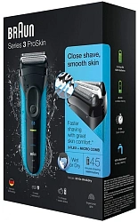 Бритва сетчатая Braun Series 3 3010S реж.эл.:3 питан.:аккум. синий/черный