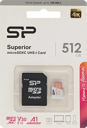 Флеш карта microSDXC 512GB Silicon Power SP512GBSTXDV3V20SP Superior + adapter