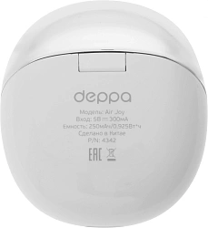 Гарнитура вкладыши Deppa Air Joy белый беспроводные bluetooth в ушной раковине (44310)