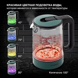 Чайник электрический Hyundai HYK-S4805 1.7л. 2200Вт темно-зеленый корпус: стекло/пластик