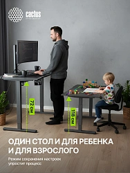 Стол для компьютера Cactus CS-EDXL-GBK столешница МДФ черный карбоновый каркас черный 140x60см