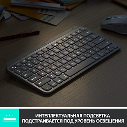 Клавиатура Logitech MX Keys Mini серебристый USB беспроводная BT/Radio LED (920-010502)