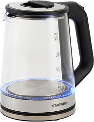 Чайник электрический Starwind SKG5778 2л. 2000Вт черный/прозрачный корпус: стекло