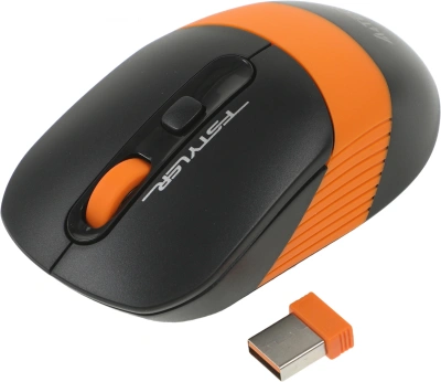 Мышь A4Tech Fstyler FG10S черный/оранжевый оптическая 2000dpi silent беспров. USB для ноутбука 4but (FG10S ORANGE)