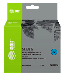 Картридж струйный Cactus CS-C4912 №82 пурпурный (72мл) для HP DJ 500/800C с чипом
