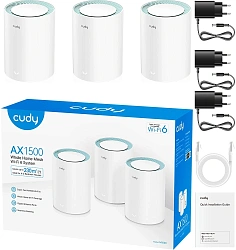 Бесшовный Mesh роутер Cudy M1500 (M1500(3-PACK)) AX1500 10/100/1000BASE-TX белый