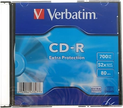 Диск CD-R Verbatim 700Mb 52x Slim case (1шт) (43347)
