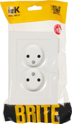 Розетка силов. IEK Brite РС12-2-БрБ BR-R20-10-K01-F 2розет. двойн. скрыт. IP20 белый (упак.:1шт)