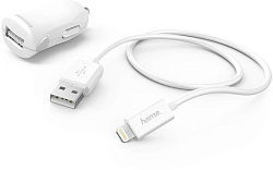 Автомобильное зар./устр. Hama H-183266 12W 2.4A USB для Apple белый (00183266)