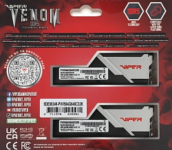 Память DDR5 2x32GB 6400MHz Patriot PVV564G640C32K Viper Venom RTL Gaming PC5-51200 CL32 DIMM 288-pin 1.4В с радиатором Ret