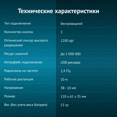 Мышь Оклик 540MW черный оптическая 1200dpi беспров. USB для ноутбука 3but (1175373)