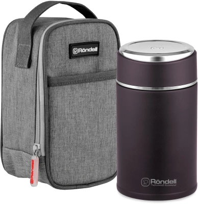 Термос для еды Rondell Tierno RDS-1661 0.7л. бордовый с чехлом картонная коробка