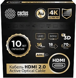 Кабель аудио-видео Cactus CS-HDMI-AOC-2-70 HDMI (m)/HDMI (m) 70м. позолоч.конт. черный