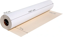 Холст Cactus CS-MC340-106715 42"(A0+) 1067мм-15м/340г/м2/белый хлопок для струйной печати втулка:50.8мм (2")