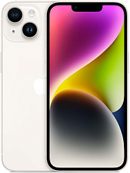 Смартфон Apple A2882 iPhone 14 256Gb 6Gb сияющая звезда моноблок 3G 4G 2Sim 6.1" 1170x2532 iOS 16 12Mpix 802.11 a/b/g/n/ac/ax NFC GPS GSM900/1800 GSM1900 Protect