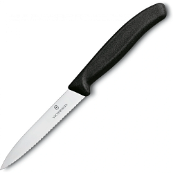 Нож кухонный Victorinox Swiss Classic (6.7733) стальной для чистки овощей и фруктов лезв.100мм серрейт. заточка черный