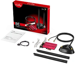 Сетевая карта Wi-Fi + Bluetooth Cudy WE9300S BE9300 PCI Express x1 (ант.внеш.съем) 2ант.