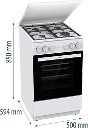 Плита Комбинированная Gorenje GK5A42WF-B белый (металлическая крышка) реш.чугун