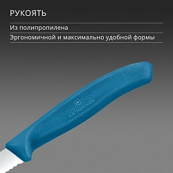 Нож кухонный Victorinox Swiss Classic (6.7632.C1) для чистки овощей и фруктов лезв.80мм серрейт. заточка синий