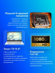 Ноутбук HP 15s-eq3009ny Ryzen 5 5625U 8Gb SSD512Gb AMD Radeon Graphics 15.6" SVA FHD (1920x1080) FreeDOS silver WiFi BT Cam (7D1D7EA)