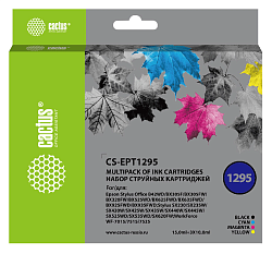 Картридж струйный Cactus CS-EPT1295 T1295 черный/голубой/желтый/пурпурный набор (45мл) для Epson Stylus Office B42/BX305/BX305F/BX320/BX525/BX625/SX420/SX425/SX525/SX620 с чипом