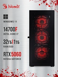 ПК Bloody BD-PC CB76T2 TWR i7 14700F (2.1) 32Gb SSD1Tb RTX5060 8Gb Windows 11 Home 64 GbitEth 650W черный (RUS) (2141980)