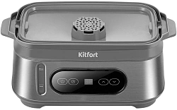 Пароварка Kitfort КТ-6280 3ярус. 1050Вт серый/серебристый