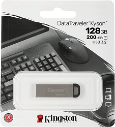 Флеш Диск Kingston 128GB DataTraveler Kyson DTKN/128GB USB3.2 серебристый/черный