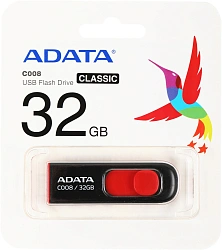 Флеш Диск A-Data 32Gb Classic C008 AC008-32G-RKD USB2.0 красный/черный