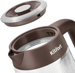 Чайник электрический Kitfort КТ-8710 1.8л. 2200Вт коричневый/нержавеющая сталь корпус: стекло/металл/пластик
