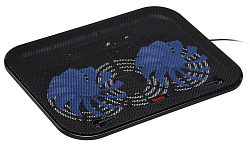 Подставка для ноутбука Buro BU-LCP140-B214H 14" 338x255x22мм 1xUSB 2x 140ммFAN 480г металлическая сетка/пластик черный