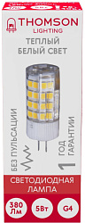 Лампа светодиодная Thomson TH-B4228 5Вт цок.:G4 капсул. 220B св.свеч.бел.теп. (упак.:1шт)