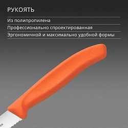 Нож кухонный Victorinox Swiss Classic 6.7239.C1 для стейка/пиццы лезв.110мм серрейт. заточка оранжевый