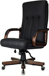 Кресло руководителя Бюрократ T-9932Walnut черный кожа крестов. металл/дерево