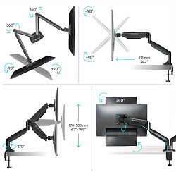 Кронштейн для мониторов Onkron G200 черный 13"-32" макс.18кг настольный поворот и наклон верт.перемещ.