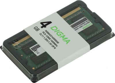 Память DDR3 4GB 1600MHz Digma DGMAS31600004D RTL PC3-12800 CL11 SO-DIMM 204-pin 1.35В dual rank Ret
