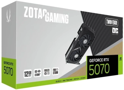 Видеокарта Zotac PCI-E 4.0 RTX 5070 TWIN EDGE OC NVIDIA GeForce RTX 5070 12Gb 192bit GDDR7 2542/28000 HDMIx1 DPx3 HDCP Ret